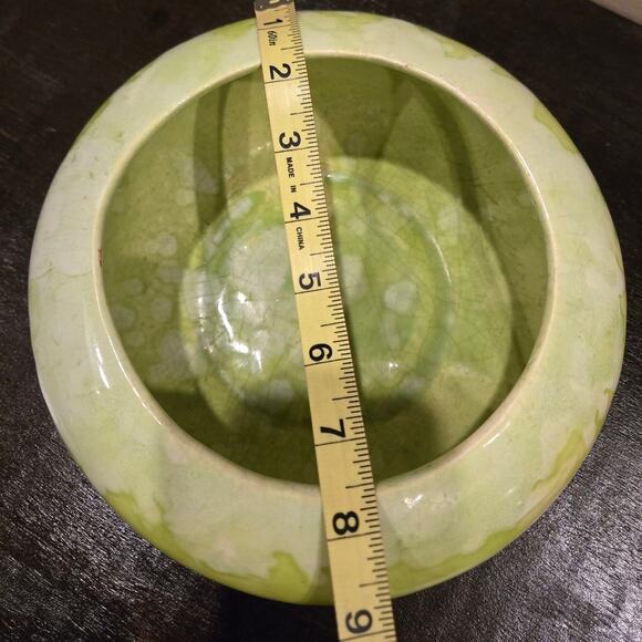 Frank Moreno Mid Century Rare Bowl Planter Pottery Drip Glaze Lime Green 10” - Picture 6 of 7
